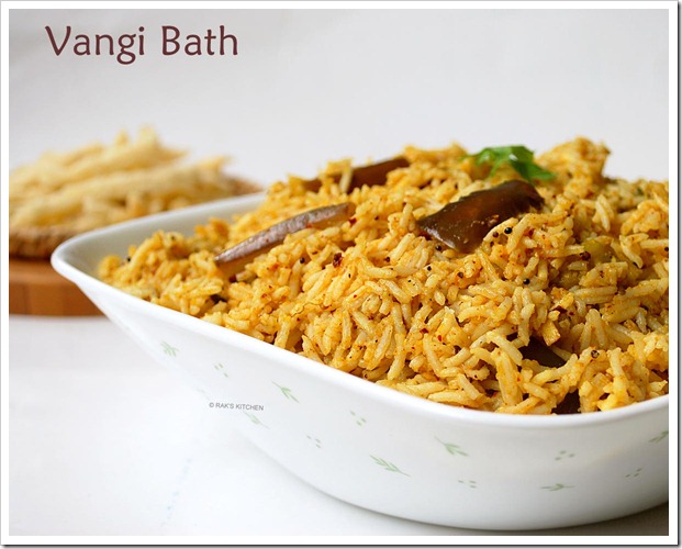 Vangi bath recipe, Brinjal rice, Vaangi bhaat | Raks Kitchen | Indian ...